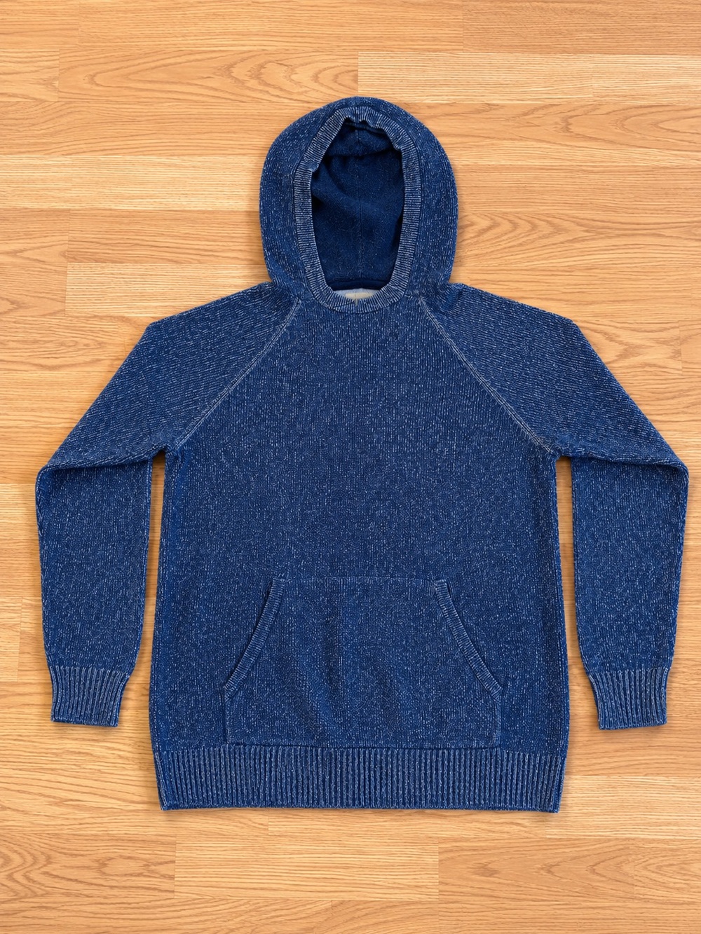 O’Hanlon Mills Blue Marled Knit Hooded Sweater Pullover Men’s Size L